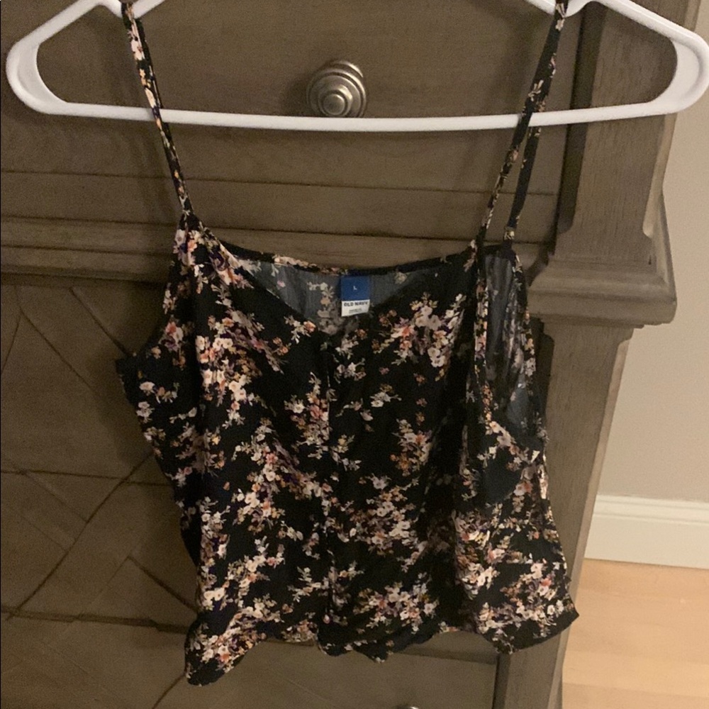 Floral Black Spaghetti Strap Top